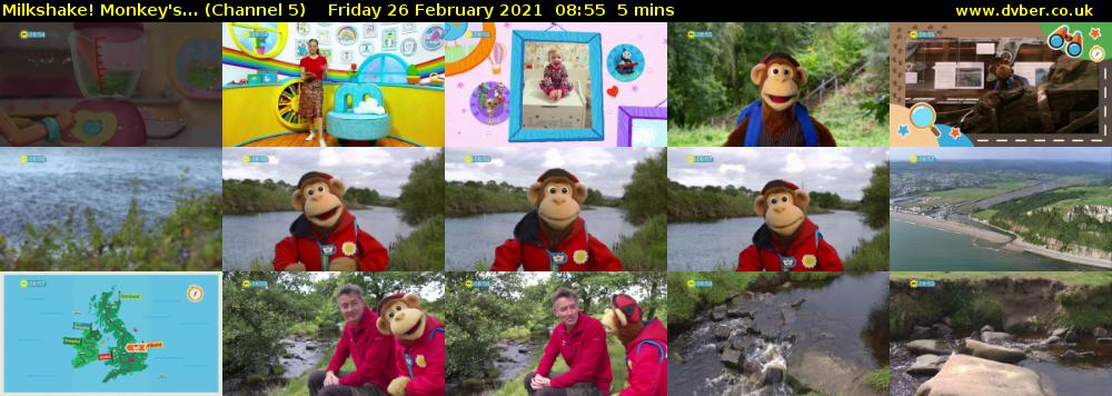 Milkshake! Monkey's... (Channel 5) Friday 26 February 2021 08:55 - 09:00