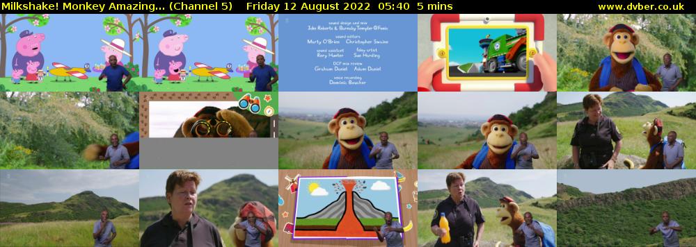 Milkshake! Monkey Amazing... (Channel 5) Friday 12 August 2022 05:40 - 05:45