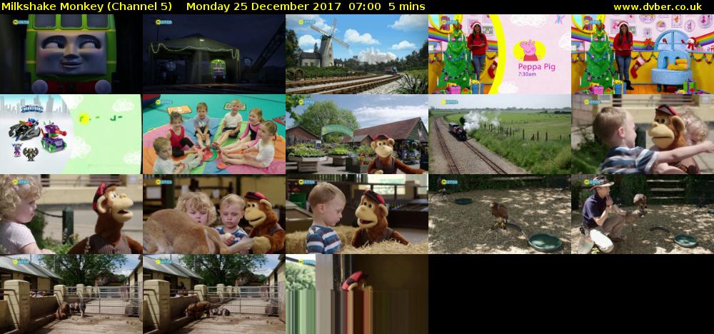 Milkshake Monkey (Channel 5) Monday 25 December 2017 07:00 - 07:05