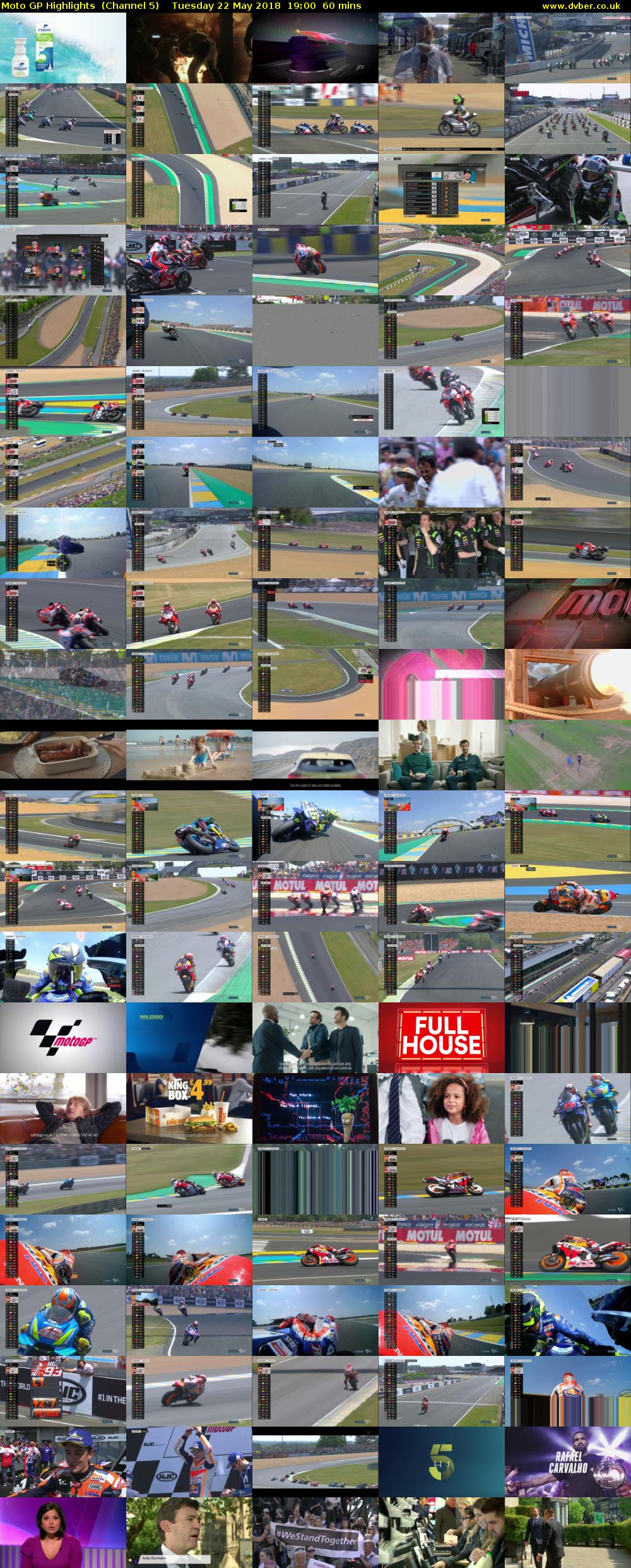 Moto GP Highlights  (Channel 5) Tuesday 22 May 2018 19:00 - 20:00