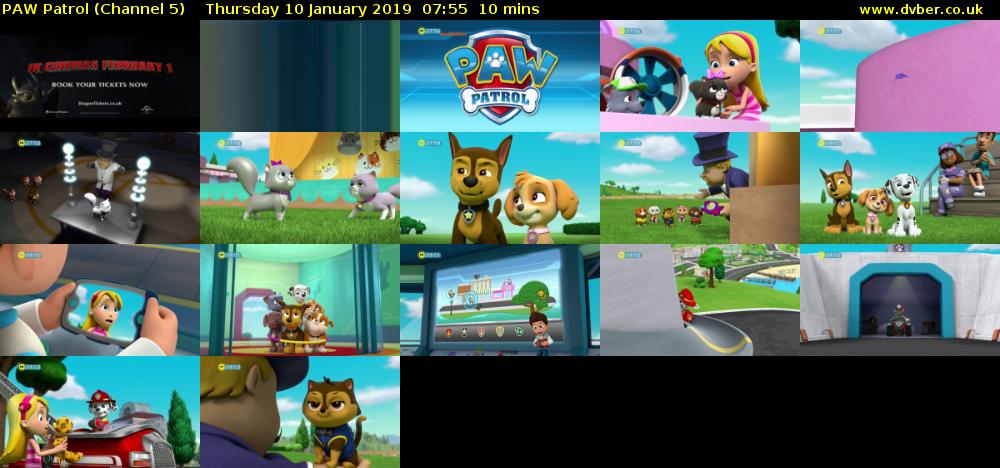 PAW Patrol (Channel 5) Thursday 10 January 2019 07:55 - 08:05