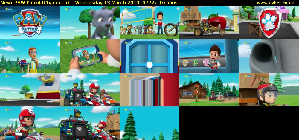 PAW Patrol (Channel 5) Wednesday 13 March 2019 07:55 - 08:05