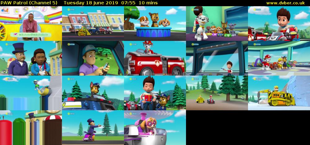 PAW Patrol (Channel 5) Tuesday 18 June 2019 07:55 - 08:05