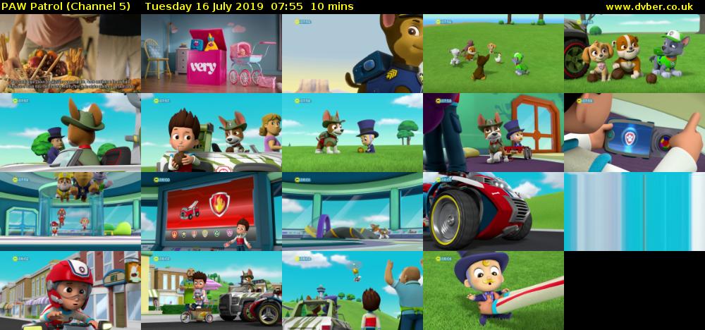 PAW Patrol (Channel 5) Tuesday 16 July 2019 07:55 - 08:05