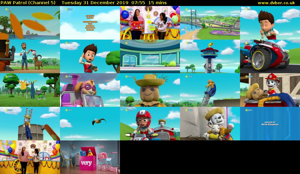 PAW Patrol (Channel 5) Tuesday 31 December 2019 07:55 - 08:10