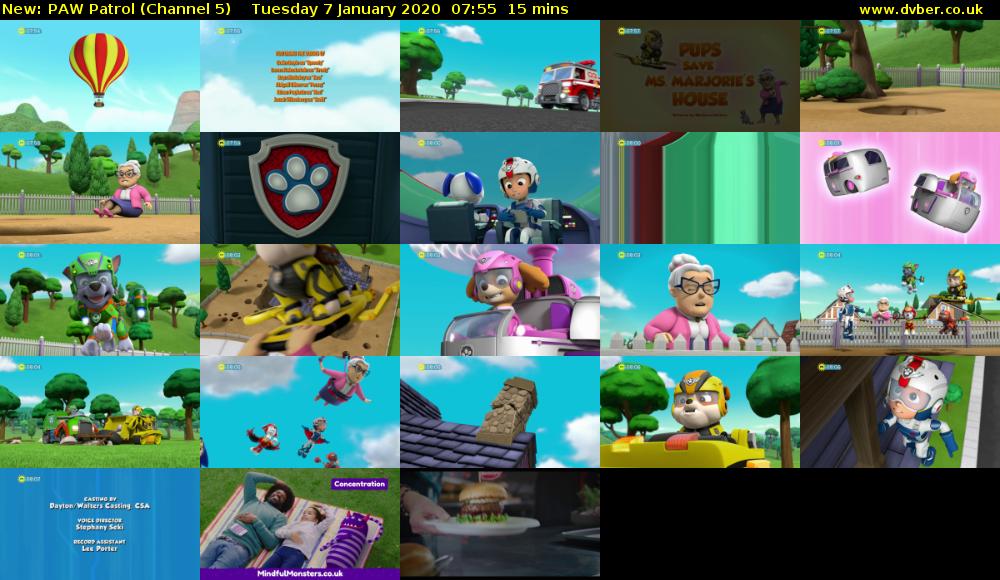 PAW Patrol (Channel 5) Tuesday 7 January 2020 07:55 - 08:10