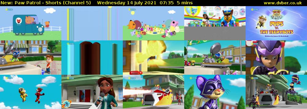 Paw Patrol - Shorts (Channel 5) Wednesday 14 July 2021 07:35 - 07:40