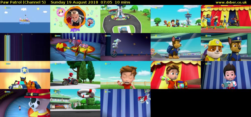 Paw Patrol (Channel 5) Sunday 19 August 2018 07:05 - 07:15