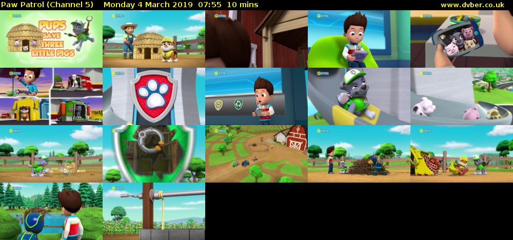 Paw Patrol (Channel 5) Monday 4 March 2019 07:55 - 08:05