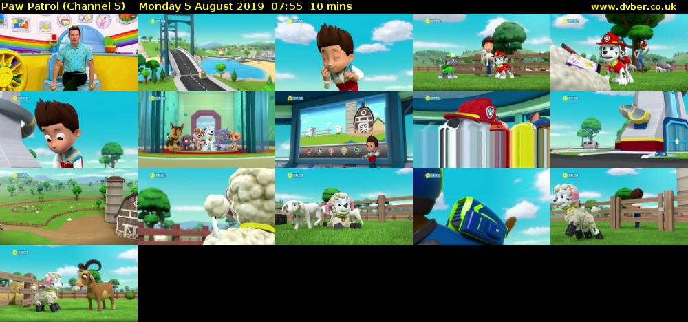 Paw Patrol (Channel 5) Monday 5 August 2019 07:55 - 08:05