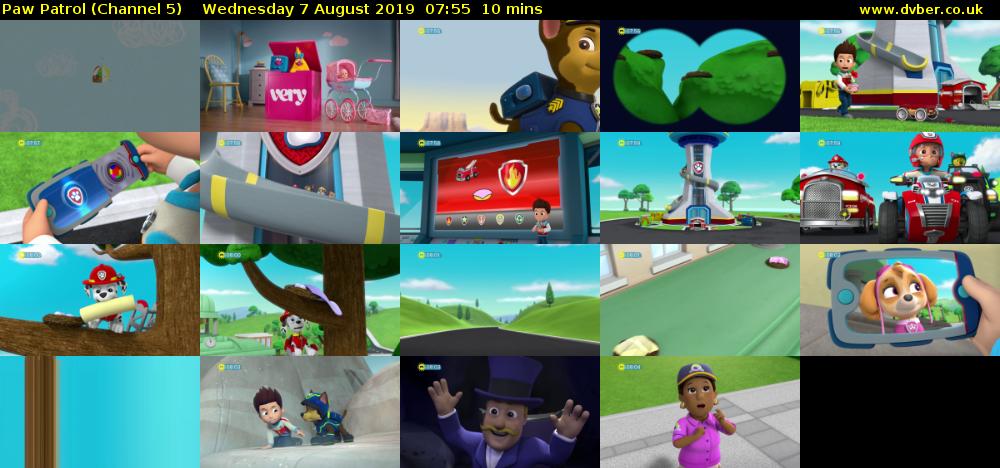 Paw Patrol (Channel 5) Wednesday 7 August 2019 07:55 - 08:05