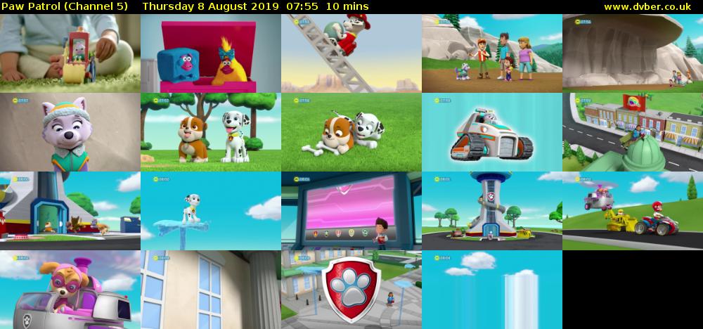 Paw Patrol (Channel 5) Thursday 8 August 2019 07:55 - 08:05
