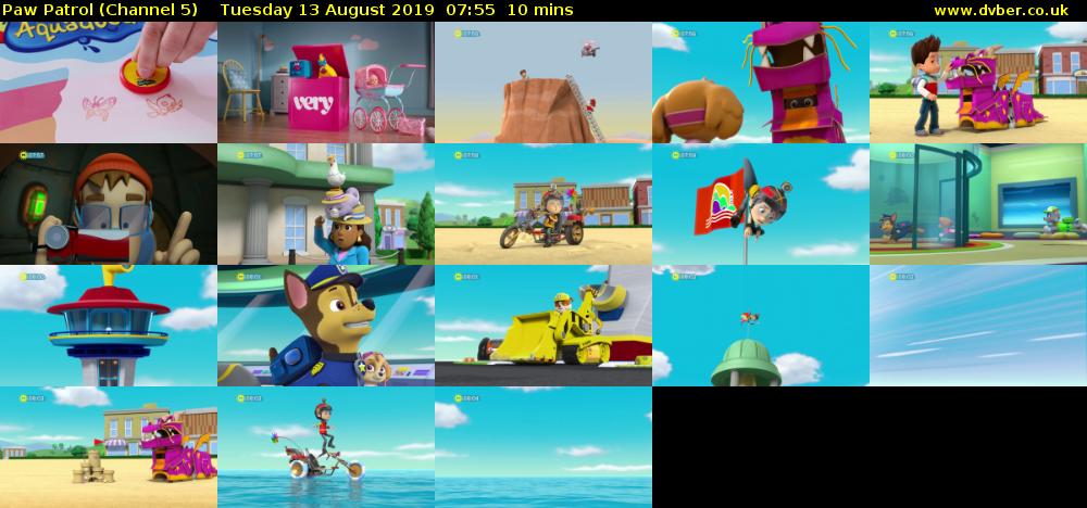 Paw Patrol (Channel 5) Tuesday 13 August 2019 07:55 - 08:05