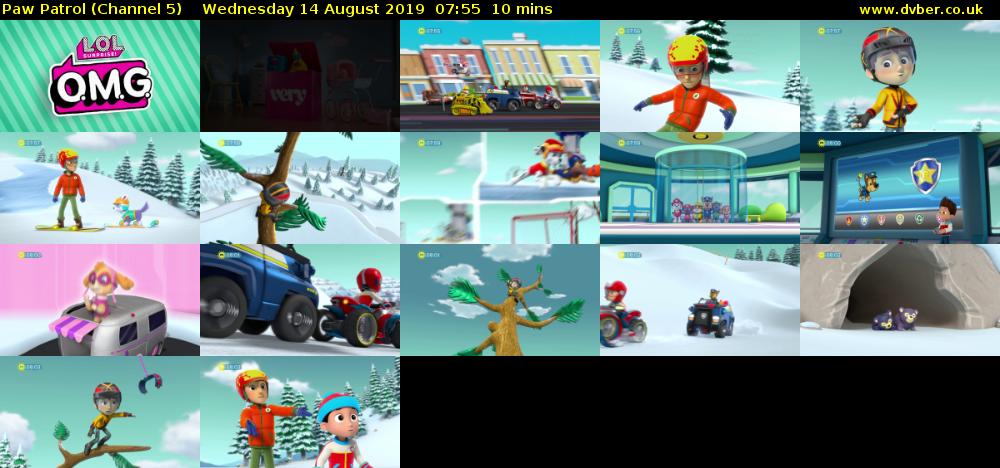 Paw Patrol (Channel 5) Wednesday 14 August 2019 07:55 - 08:05