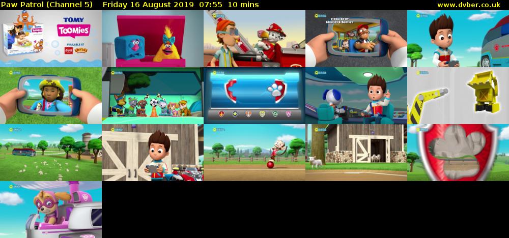 Paw Patrol (Channel 5) Friday 16 August 2019 07:55 - 08:05