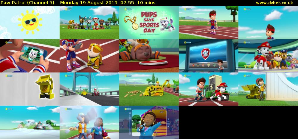Paw Patrol (Channel 5) Monday 19 August 2019 07:55 - 08:05