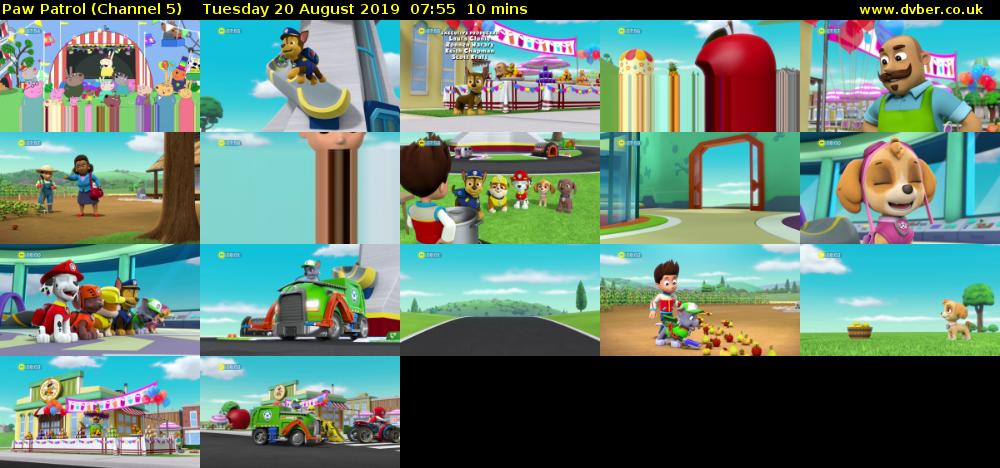 Paw Patrol (Channel 5) Tuesday 20 August 2019 07:55 - 08:05