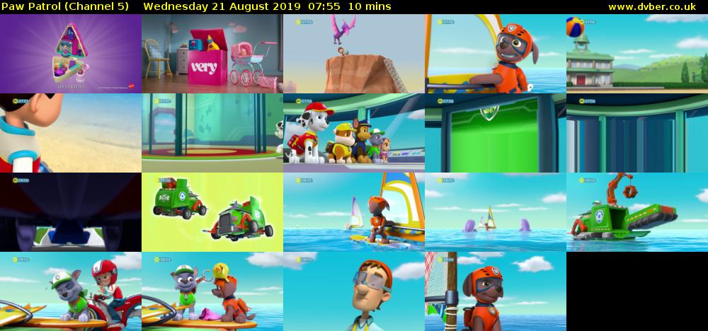 Paw Patrol (Channel 5) Wednesday 21 August 2019 07:55 - 08:05