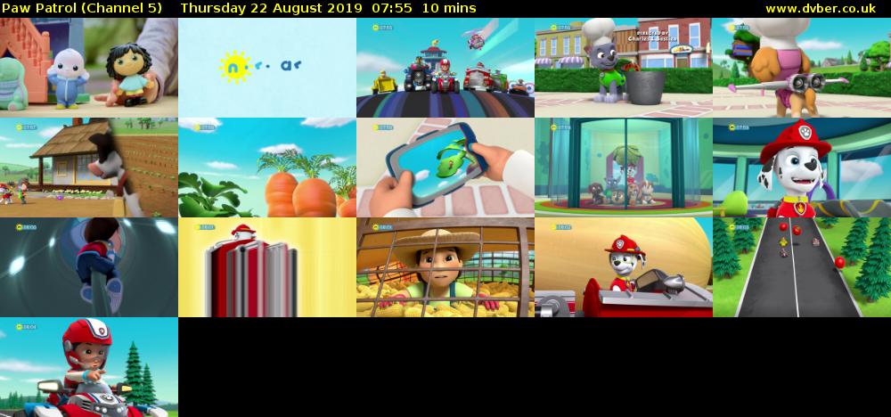 Paw Patrol (Channel 5) Thursday 22 August 2019 07:55 - 08:05
