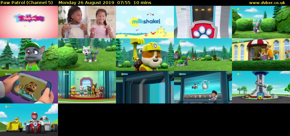 Paw Patrol (Channel 5) Monday 26 August 2019 07:55 - 08:05
