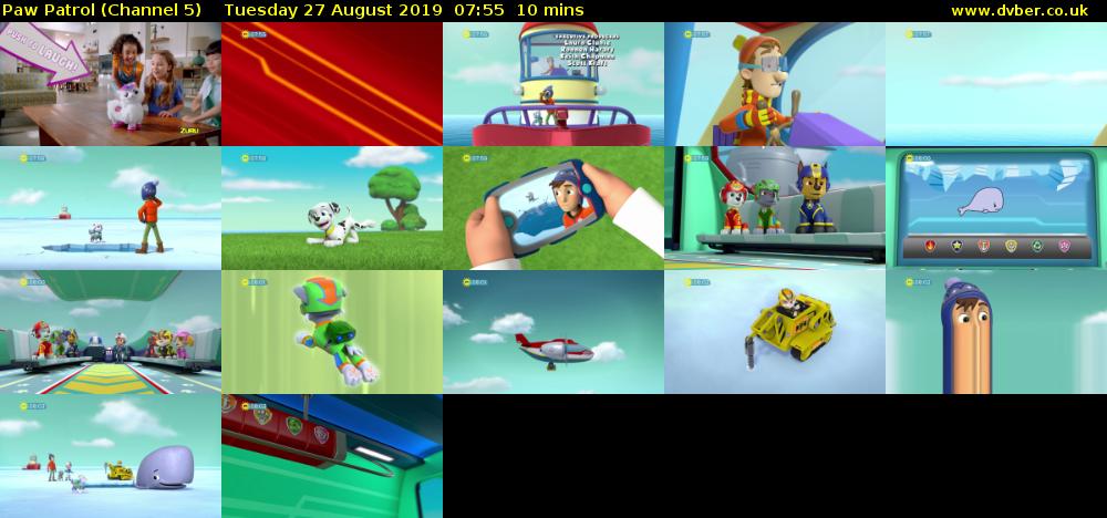 Paw Patrol (Channel 5) Tuesday 27 August 2019 07:55 - 08:05