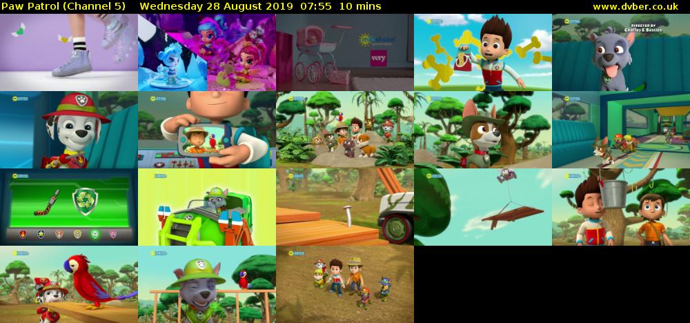 Paw Patrol (Channel 5) Wednesday 28 August 2019 07:55 - 08:05