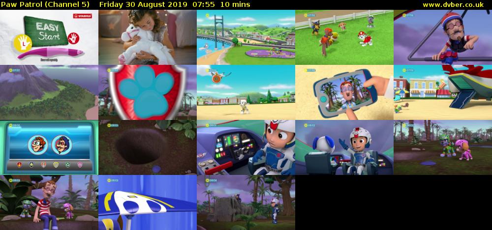 Paw Patrol (Channel 5) Friday 30 August 2019 07:55 - 08:05