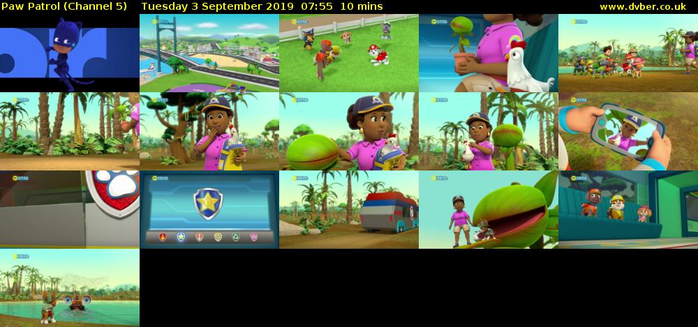 Paw Patrol (Channel 5) Tuesday 3 September 2019 07:55 - 08:05