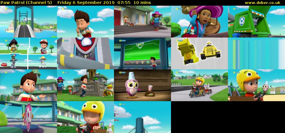 Paw Patrol (Channel 5) Friday 6 September 2019 07:55 - 08:05