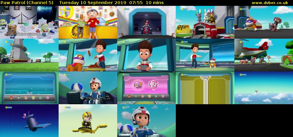Paw Patrol (Channel 5) Tuesday 10 September 2019 07:55 - 08:05
