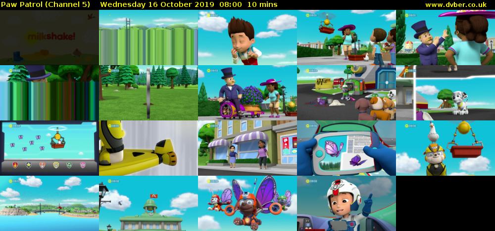 Paw Patrol (Channel 5) Wednesday 16 October 2019 08:00 - 08:10