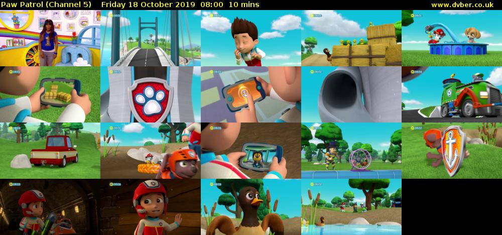 Paw Patrol (Channel 5) Friday 18 October 2019 08:00 - 08:10