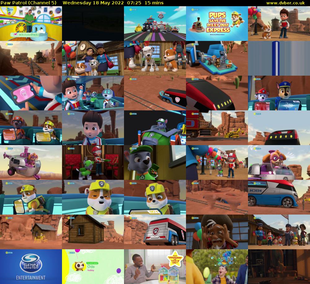Paw Patrol (Channel 5) Wednesday 18 May 2022 07:25 - 07:40