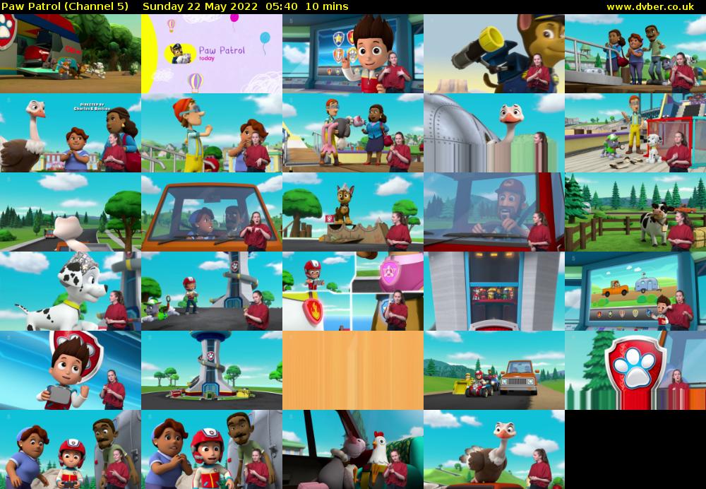 Paw Patrol (Channel 5) Sunday 22 May 2022 05:40 - 05:50