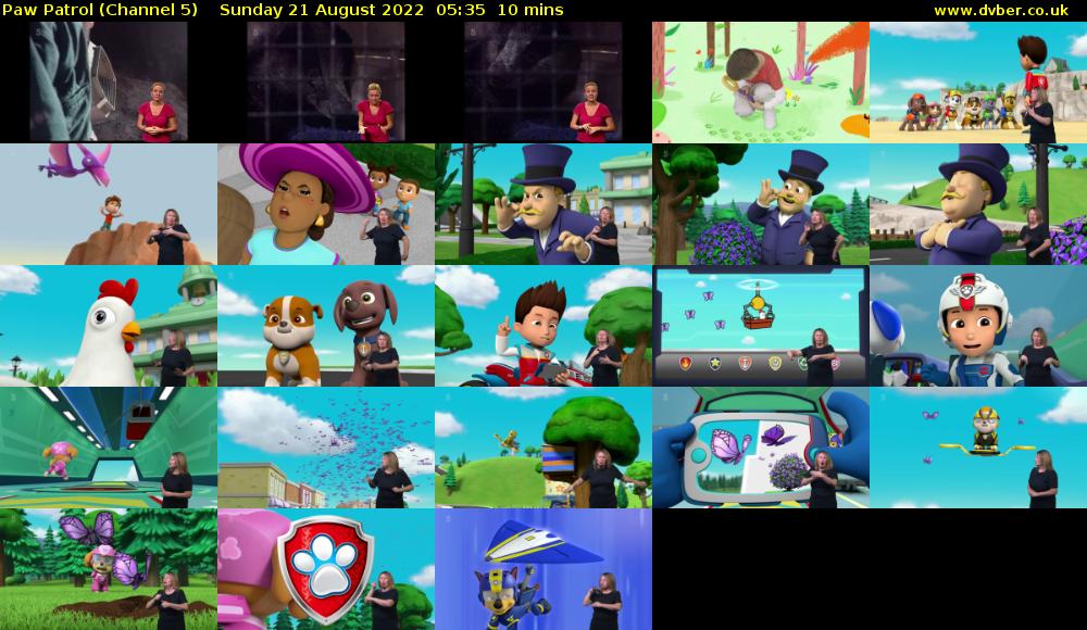 Paw Patrol (Channel 5) Sunday 21 August 2022 05:35 - 05:45