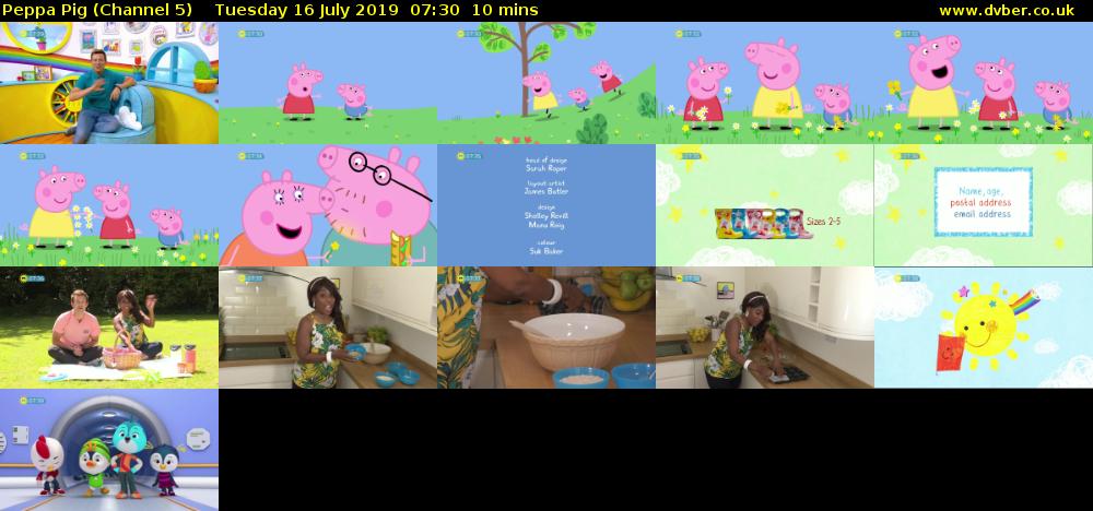 Peppa Pig (Channel 5) Tuesday 16 July 2019 07:30 - 07:40