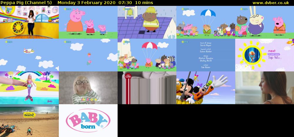 Peppa Pig (Channel 5) Monday 3 February 2020 07:30 - 07:40