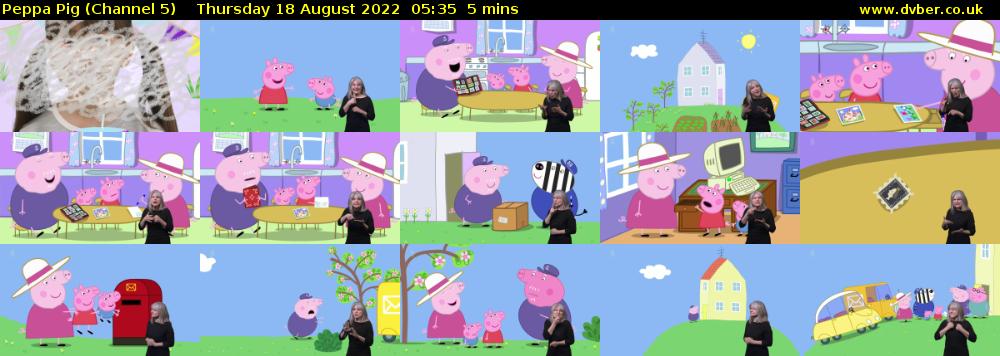 Peppa Pig (Channel 5) Thursday 18 August 2022 05:35 - 05:40