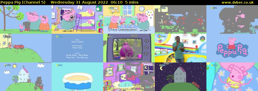 Peppa Pig (Channel 5) Wednesday 31 August 2022 06:10 - 06:15