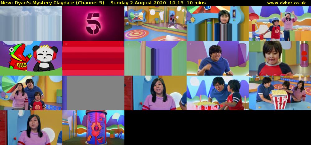 Ryan's Mystery Playdate (Channel 5) Sunday 2 August 2020 10:15 - 10:25