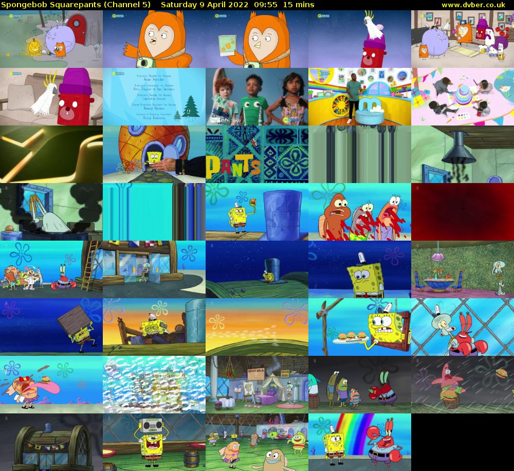 Spongebob Squarepants (Channel 5) Saturday 9 April 2022 09:55 - 10:10