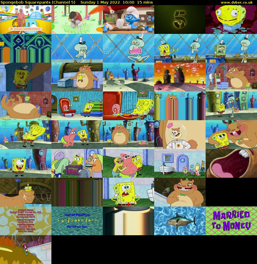 Spongebob Squarepants (Channel 5) Sunday 1 May 2022 10:00 - 10:15