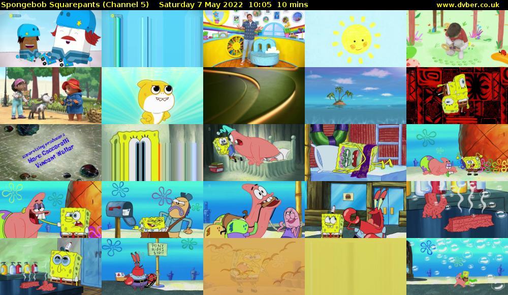 Spongebob Squarepants (Channel 5) Saturday 7 May 2022 10:05 - 10:15