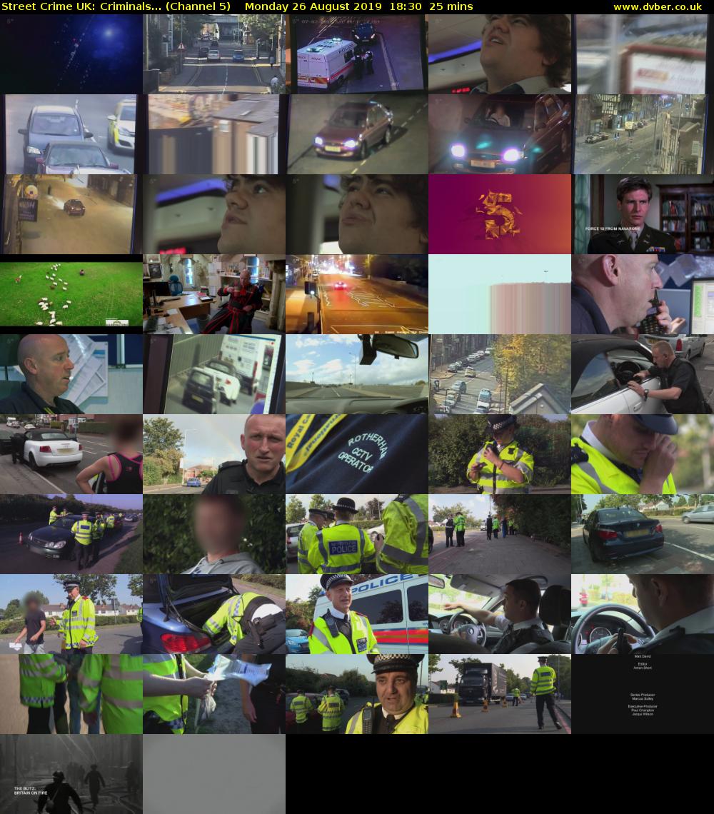 Street Crime UK: Criminals... (Channel 5) Monday 26 August 2019 18:30 - 18:55