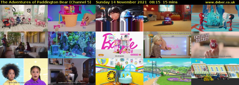 The Adventures of Paddington Bear (Channel 5) Sunday 14 November 2021 08:15 - 08:30