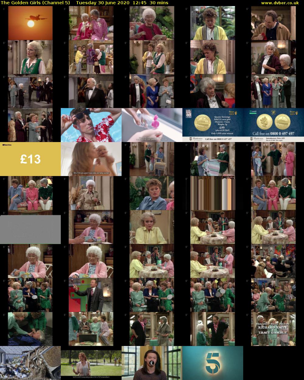 The Golden Girls (Channel 5) Tuesday 30 June 2020 12:45 - 13:15