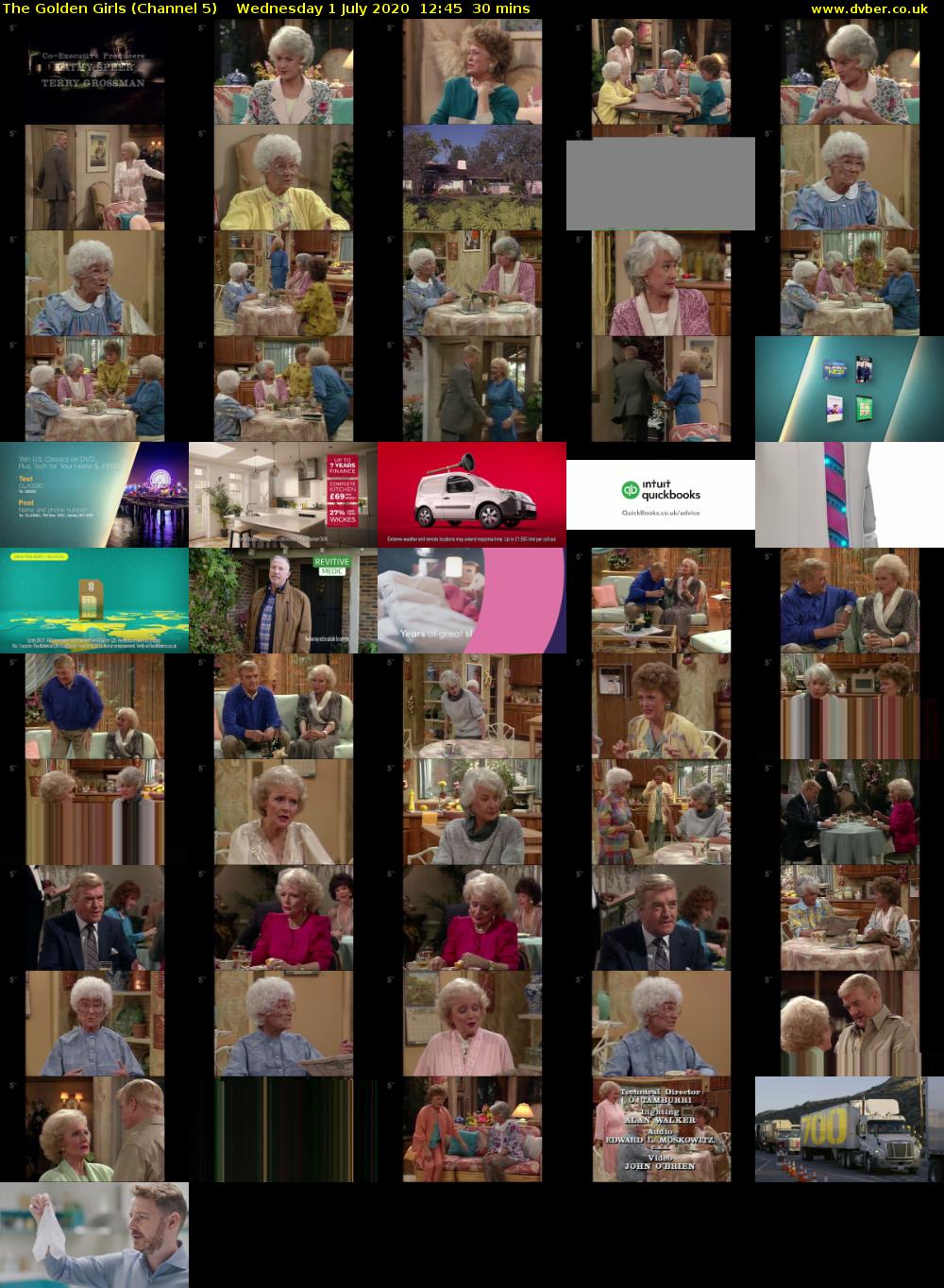 The Golden Girls (Channel 5) Wednesday 1 July 2020 12:45 - 13:15