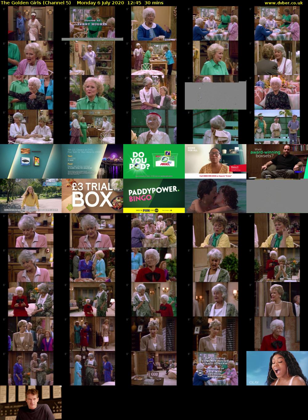 The Golden Girls (Channel 5) Monday 6 July 2020 12:45 - 13:15