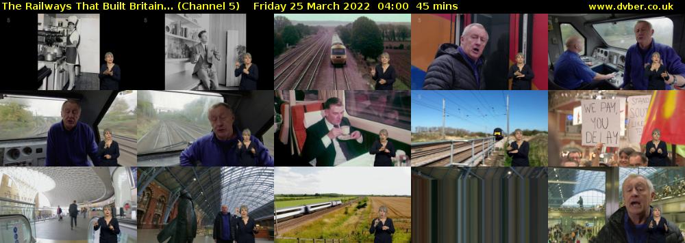 The Railways That Built Britain... (Channel 5) Friday 25 March 2022 04:00 - 04:45