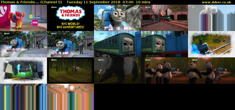 Thomas & Friends:... (Channel 5) Tuesday 11 September 2018 07:00 - 07:10